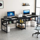 Tribesigns Two Person Desk with Bookshelf, 78.7 Computer Office Double Desk