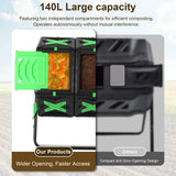 140L Dual Chamber Composting Tumbler Easy Setup Heavy Duty Tumbling Rotating Composter