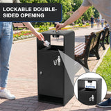 40L/10 Gallon Stainless Steel Standing Garbage Can Four-Side Openings Commercial Metal Waste Bin