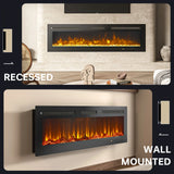 50/60-inch Smart Electric Fireplace Heater, Wall-mounted Or Built-in Fireplace