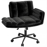 Criss Cross Chair with Wheels, Ergonomic Office Chair with Flip Armrests, Pet-Friendly Vanity Chair
