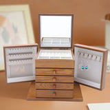 5-tier Wooden Jewelry Box w/ Drawers Mirror for Rings, Earrings, Necklaces