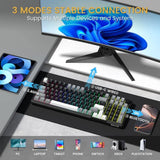 Mechanical Gaming Keyboard with Knob, Bluetooth 5.0/2.4GHz/USB Wired
