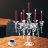  European Glass Candle Holder 7-Arm Candlestick for Holiday & Home Decor