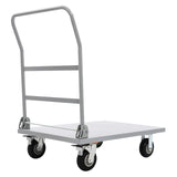 2000lbs Industrial Silver Flat Dolly Cart Heavy-Duty Iron Hand Truck