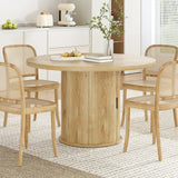 43" Round Dining Table for 4 People, Small Wood Kitchen Table with Sturdy Metal Base