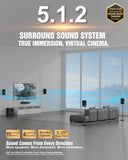 5.1.2 Surround Sound System for TV w/ 4 Surround Speakers, 5.25" Subwoofer