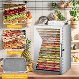 Fruit and Meat Dehydrator with 18 Stainless Steel Trays Stainless Steel Dehydrator Machine