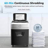 150-Sheet Autofeed Paper Shredder Heavy Duty, 60 Mins Micro-Cut, 6 Gal Bin