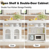 Modern 63 Dining Table for 4-6 with Storage Shelves & Acrylic Door Cabinet