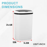 13 Gallon 50L Kitchen Garbage Can with Lid Sensor Automatic White Trash Bin for Office