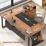 L Shaped Executive Desk Rolling Cabinet Drawers Outlet CPU Stand Pegboard Shelves Rustic Office