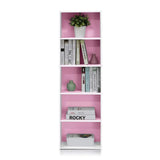 5-Tier Reversible Color Open Shelf Bookcase , White/Pink