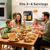 5QT Glass Air Fryer for home kitchen use, BPA-Free non-toxic material, black color, digital touch control with 1500W power and