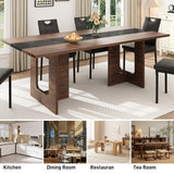 71 Inch Rectangular Dining Table for 6-8 People, Farmhouse Wood Kitchen Table with Wooden Legs