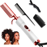 Hot Comb for Black Hair with 12 Temp Settings Up to 450°F, Electric Straightening Comb for Curling/Straightening,