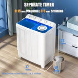 Portable washing machine for dorms, apartments, RVs: twin tub, 28lbs capacity, semi-automatic,