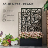 Outdoor Privacy Screen with Raised Graden Bed, Metal Frame