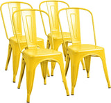 Furmax Metal Dining Chair Indoor-Outdoor Use Stackable Classic Trattoria Chair Chic Dining Bistro Cafe