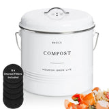 Kitchen Compost Bin – 1.3 Gallon Countertop Farmhouse Compost Container With Lid