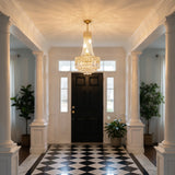 Luxury Gold Empire K9 Crystal Chandelier, 6-Light Adjustable Height Hanging Light
