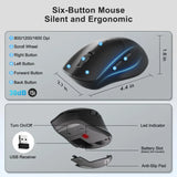Keyboard and Mouse Combo, 2.4G Full Size Wave Keys Ergonomic Keyboard
