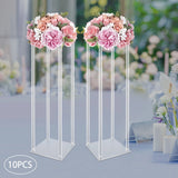 10Pcs Acrylic Vase Wedding Flower Stands Set, 23.6"H Clear Column Rack Geometric Display Stand