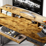 63x24 Inches Electric Standing Desk with Keyboard Tray, Height Adjustable Stand up Desk