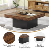 Engineered Wood Low Coffee Table for Living Room Rustic Brown & Black