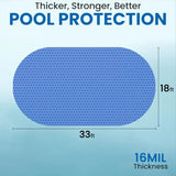 Oval swimming pool cover for water conservation and debris protection