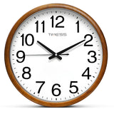 TIMESS 13-inch wood grain wall clock, perpetual calendar, silent timekeeping