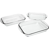 3-Piece Glass Bakeware Set with 2-Quart, 3-Quart, and 4-Quart Baking Dishes