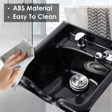 Shampoo Bowl for Salons, Black Hair Wash Bowl, Easy to Clean and Install Commercial Shampoo Sink,