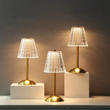 3 Colors LED Crystal Table Lamp Dimmable Bedside Night Light Rechargeable