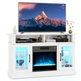 TV Stand with Electric Fireplace LED Lights Remote Controls Storage Cabinets