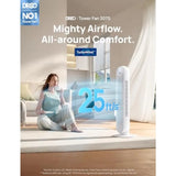 Tower Fan for Bedroom, 25ft/s Smart Standing Fans with 4 Modes, 4 Speeds