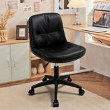 PU Leather Swivel Office Desk Chair with Back Height Adjustable Armless
