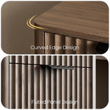 60" Fluted Home Office Desks with Storage, Modern Executive Desk Computer Desk
