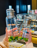 Large Capacity Glass Water Bottle Transparent Milk Juice Cup  for Tour Outdoor Sports