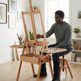Large Wood H-Frame Easel W/ Storage Tray Adjustable Artist Easel Stand with Artist Storage Drawer