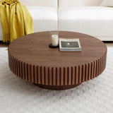 Round Wooden Coffee Table with Storage Shelf for Living Room Apartment