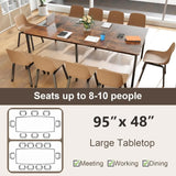 8 FT Conference Table 95x48 Inch Office Desk Heavy Duty Metal Frame