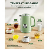 Electric Kettle 1.8L with Temperature Gauge, 1500W ast Boiling Electric Tea Kettle