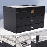 3Layers 25 Slot Watch Box Display Case Jewelry Sunglass Storage PU leather