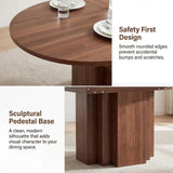 Round Dining Table, 45.361 Space Saving Oval Kitchen Table with SelfStoring Butterfly Leaf