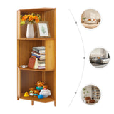 Corner Bamboo Bookcase,3/4/5 Tiers Brown A-Shaped Freestanding Display Bookshelf