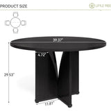 39 Small Round Conference Table with X-Base for Tight Spaces, Sleek Black