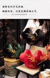 Creative Backside Cushion Emboidery Pillow Bamboo Retro Decorative Pillow Cover For Sofa Chair Bedding Fan Cushion