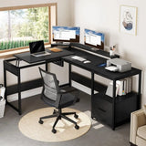 65 L-Shaped Desk with Illuminated Top, Adjustable Standing Desk
