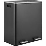 Recycling Rubbish Bin,Stainless Steel Kitchen Bin,Trash Garbage Can,Pedal Waste bin,60 L-2 x 30 Litres,with Soft Close Lid,Black